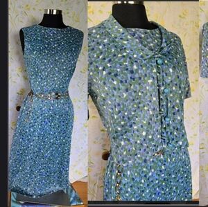 1960s Light Poly Midi Dress, 2 Pieces